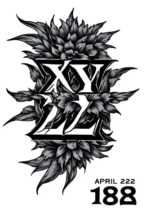 April 22 1982 in roman numerals tattoo design idea