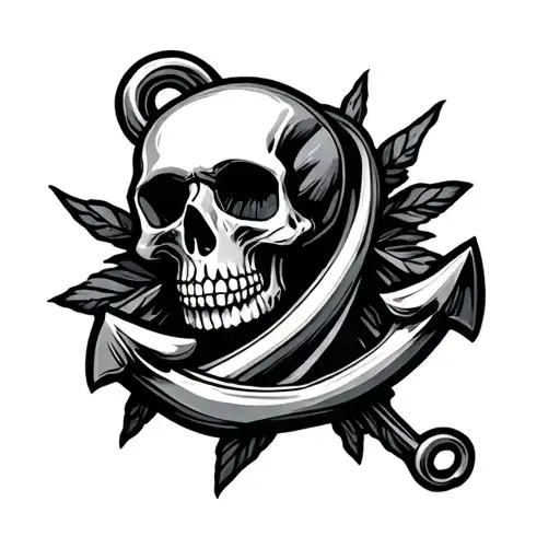 Skull Anchor tattoo design idea