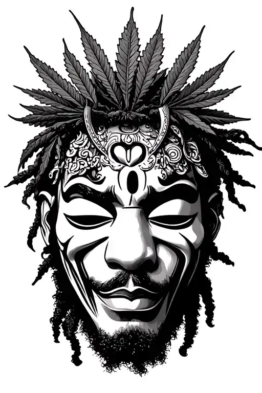 cannabis bob marley hannya mask tattoo tattoo design idea