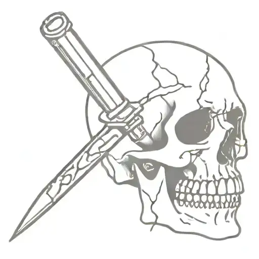 Bloody razor blade self harm, skull next to it tattoo design idea