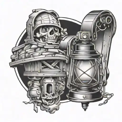 coal mining latern tattoo design idea