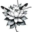 dragonfly and flowers blooming lotus flower tattoo design idea