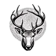 Horn with deer tattoo design idea