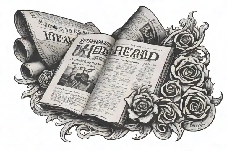 newspaper front page tattoo featuring the herald tattoo design idea