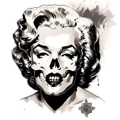 A Marilyn Monroe portrait with a skull incorporated into the design tattoo design idea
