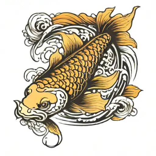 Koi fish swimming upstream tattoo design idea