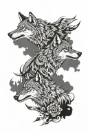 wolves and crows flying tattoo design idea