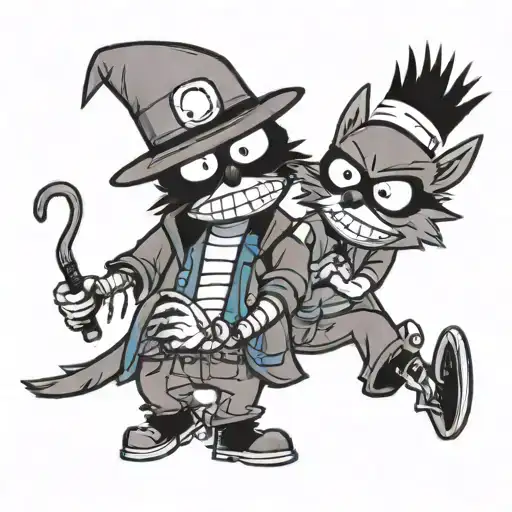 mordecai and rigby from regular show doin't their "oooh" posse tattoo design idea