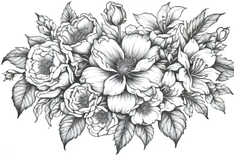 August, December, and September birth flowers tattoo design idea