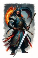 Samurai Sword Dragon Slayer holding his sword tattoo design idea