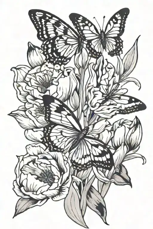 Knox butterfly tulips coming tattoo design idea