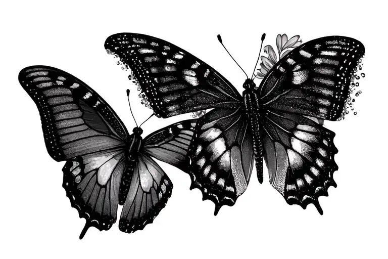 Realistic butterflies tattoo design idea