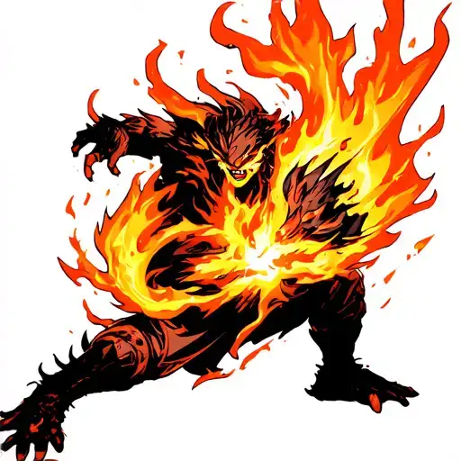 tiny fire elemental throwing fireball tattoo design idea