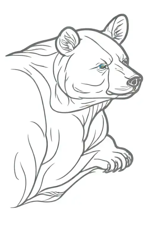 bear cub laying tattoo design idea