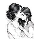 mother 2 daughters tattoo design idea