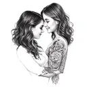 mother 2 daughters tattoo design idea