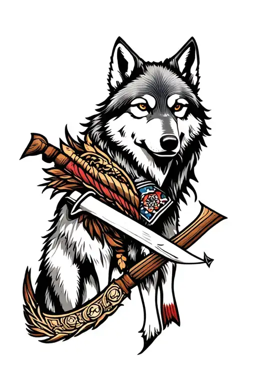 Meaningful wolf warrior tattoo design idea
