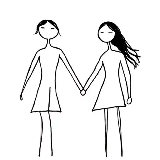 stickman girl holding hands with stickman tattoo design idea