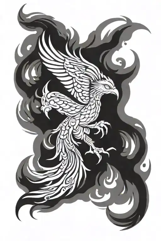phoenix rising from the ashes tattoo design idea