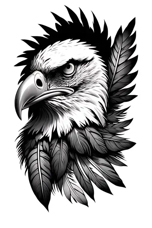 eagle feathers, peace pipe, arrowheads tattoo design idea