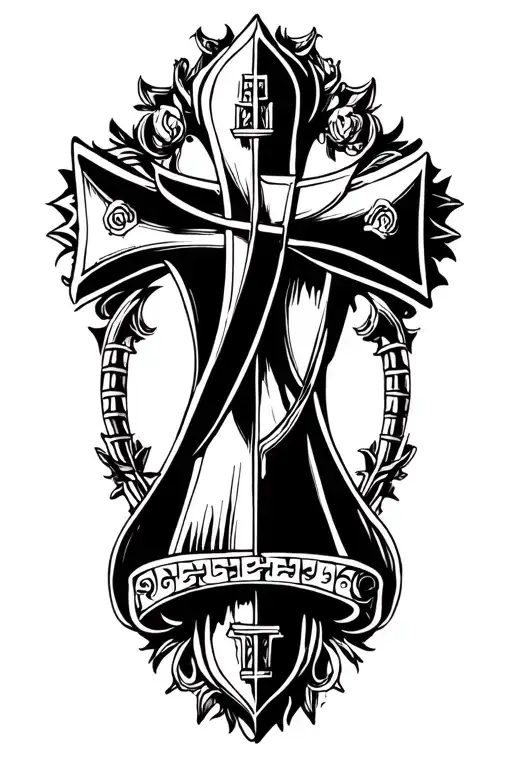 crusader Greek cross surrounded tattoo design idea