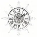 broken Roman numeral clock tattoo design idea