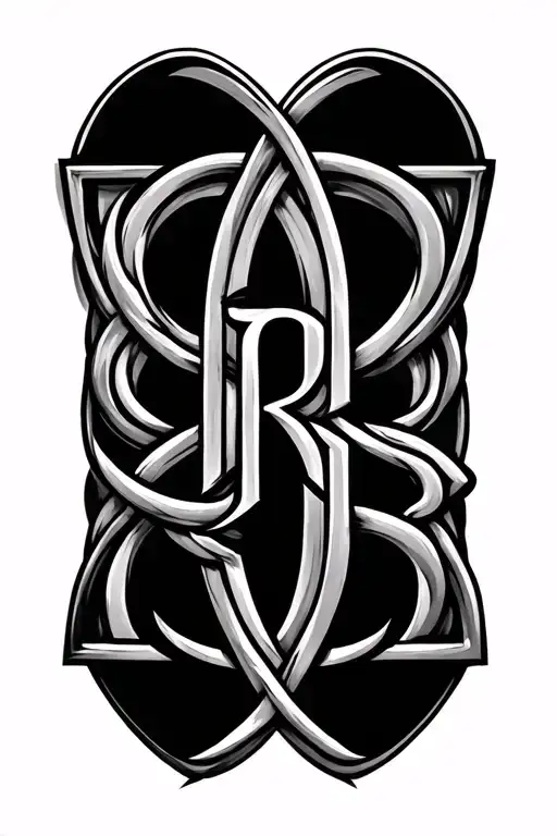 "RB" turn letters into a Celtic knot tattoo design idea