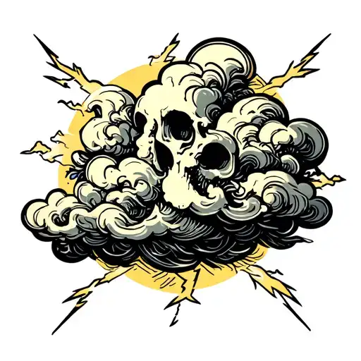 only clouds and lightning arm band upper sleeve  tattoo design idea