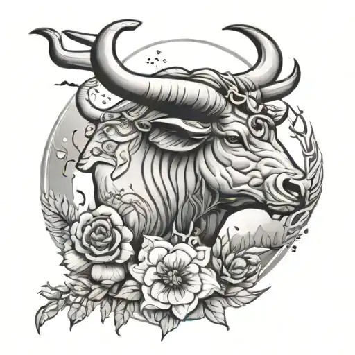 taurus aquarius capricorn nature scene tattoo design idea