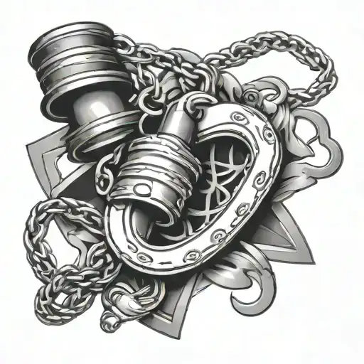 D handcuffs and flogger tattoo design idea