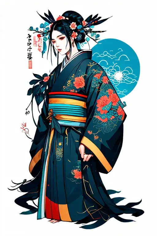 Irezumi style that seamlessly blends traditional Japanese elements with a futuristic cyberpunk twist tattoo design idea