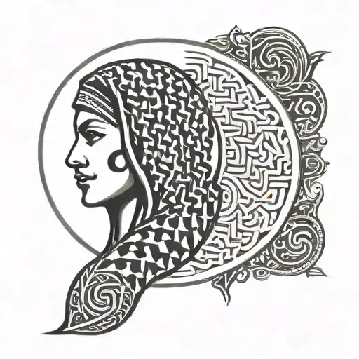 palestinian keffiyeh And yin and yang tattoo design idea