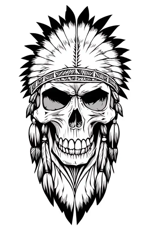 Native American skull tattoo design idea