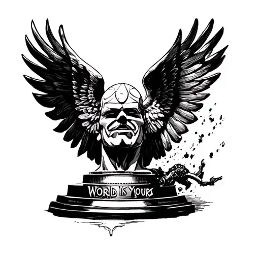 The world is yours statue from the scarface movie tattoo design idea