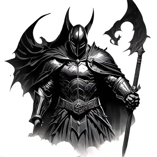 Dark Fantasy Knight tattoo design idea