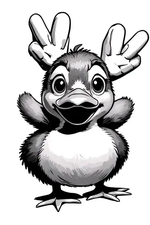 the baby ducks from Regular Show doing the hand sign tattoo design idea