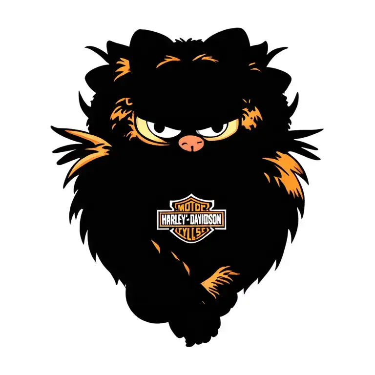 garfield with master Sargent insignia in his arm incorporating Harley Davidson  tattoo design idea