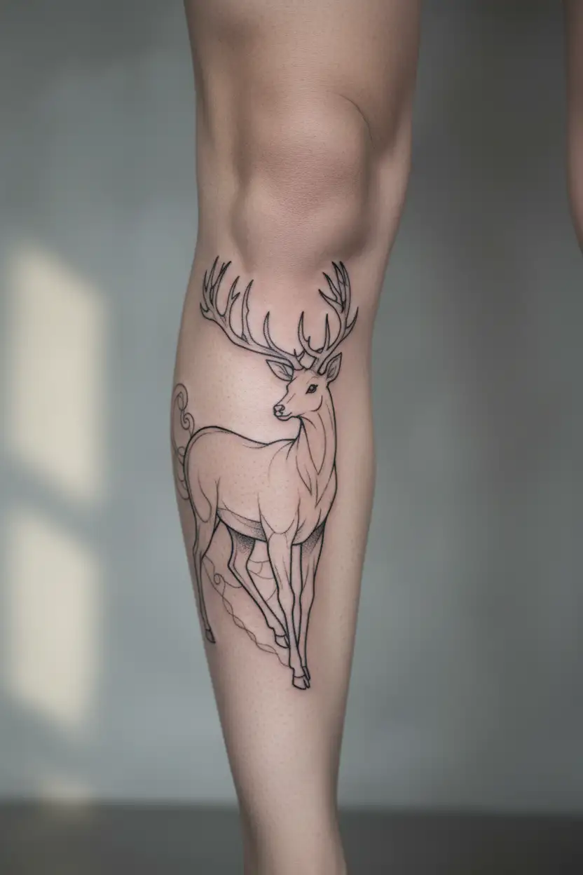 deer standing, fingerprint heart tattoo design idea