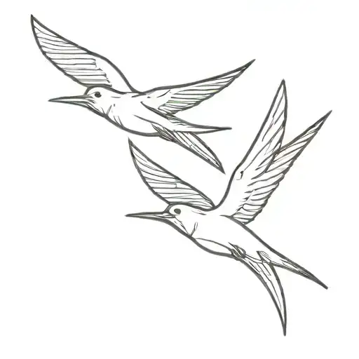 2 swallow birds flying towards each other tattoo design idea
