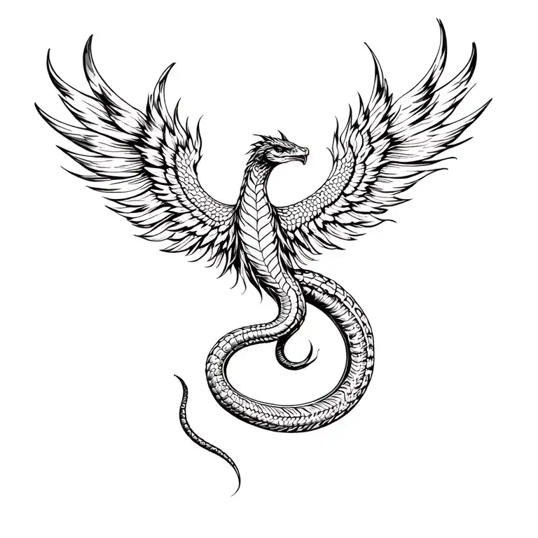 cobra phoenix rising from the ashes tattoo design idea