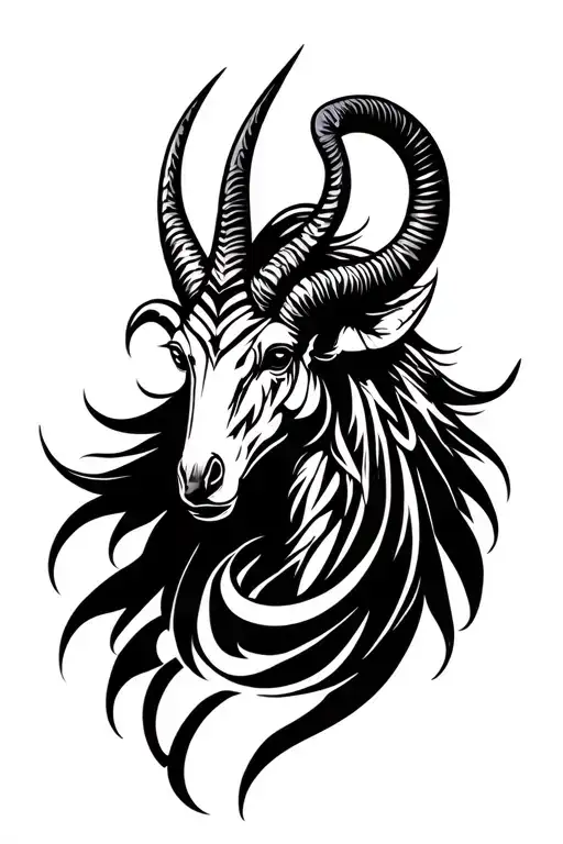 arcangel Uriel with capricorn zodiac sign tattoo design idea