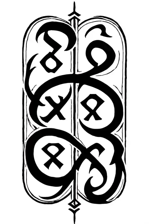 cool looking sigil for the Greek words and meanings of Λεφτά Αγάπη Κατανόηση Θαλπωρή Δύναμη Τύχη Using only the letters  tattoo design idea