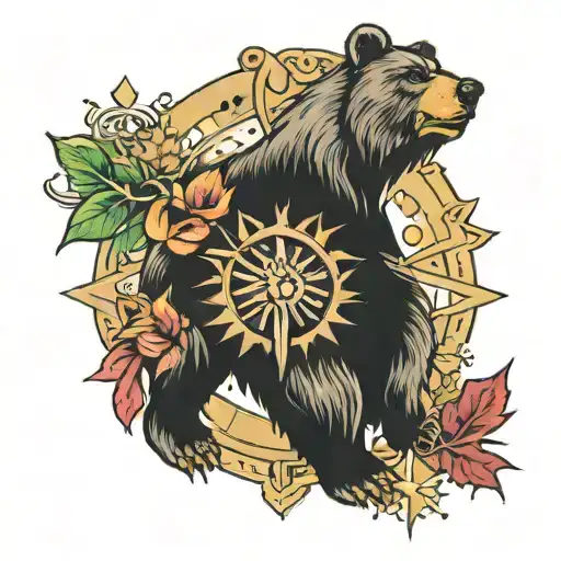 Argentinean Sun + Spanish bear + indian wheel + Canadian Leaf + Chilean star + Colombian symbol tattoo design idea