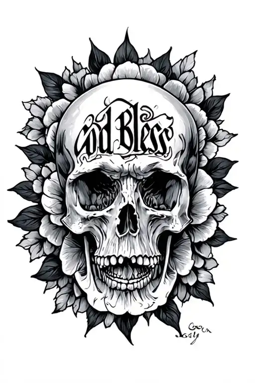 god bless tattoo design idea