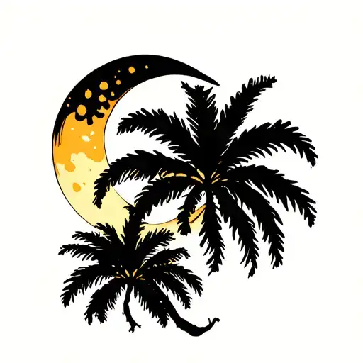 Palmetto Tree & Crescent Moon tattoo design idea