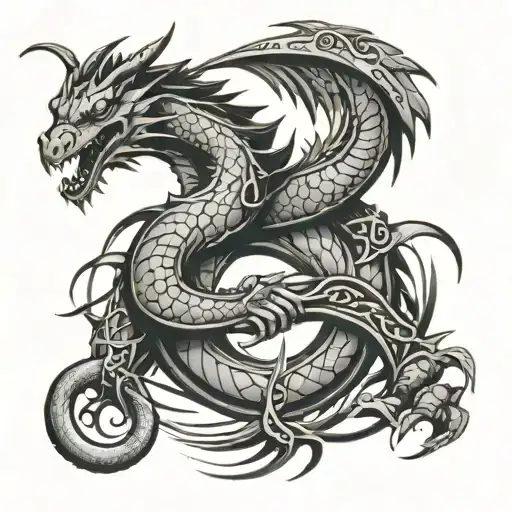 ouroboros dragon and a name incorporated tattoo design idea