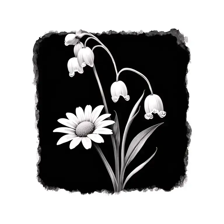 daisy and lily of the valley tattoo design idea