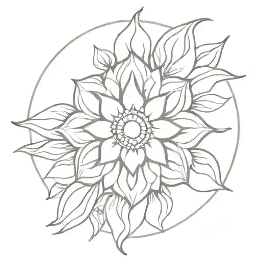 Mandala design incorporating elements such as sunflower tattoo design idea