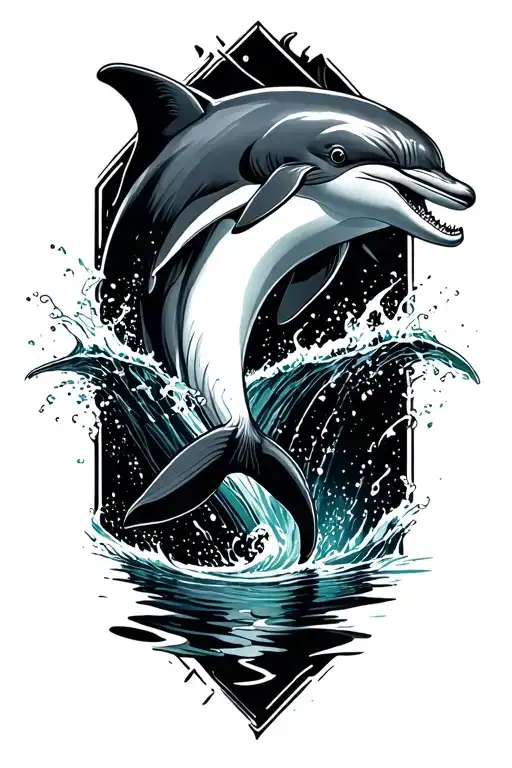 dolphine jump out of water tattoo design idea