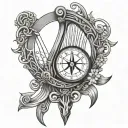harp and compass celtic tattoo design idea